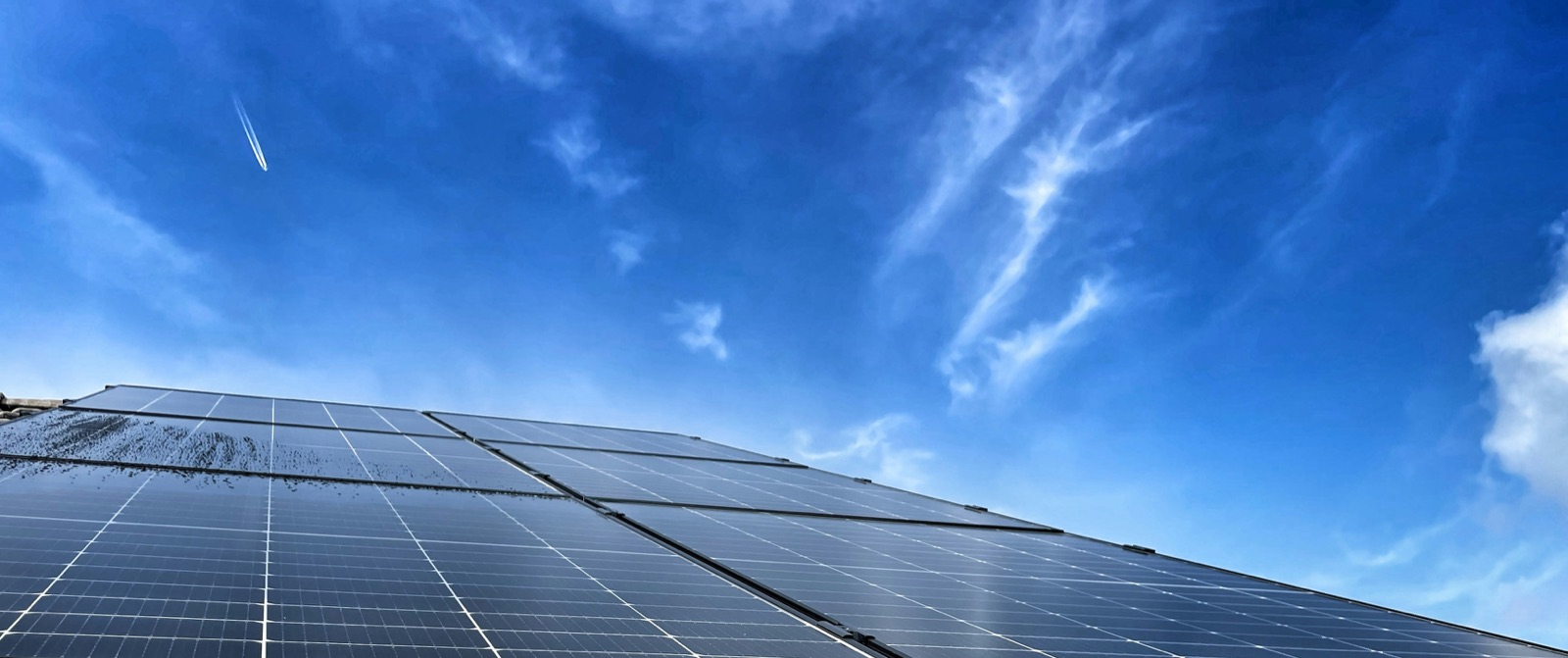 Panoramic view across a photovoltaic power plant